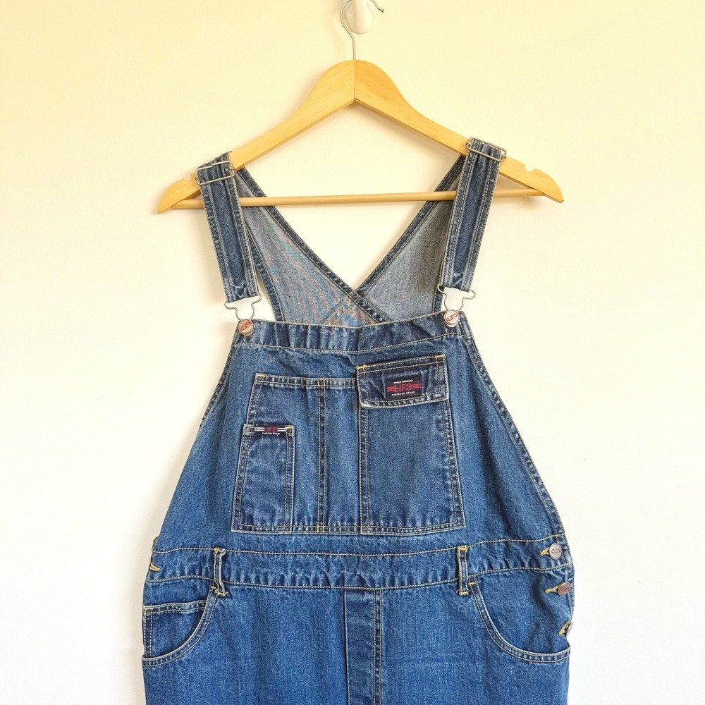 VTG LIFO American Brand Denim Bib Overalls Wide Leg Blue Womens XL Carpenter 90s - Picture 2 of 10